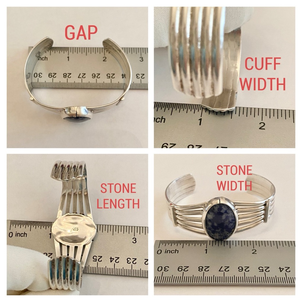 Signed - Sterling Silver and Sodalite Cuff Bracelet - Picture 12 of 15